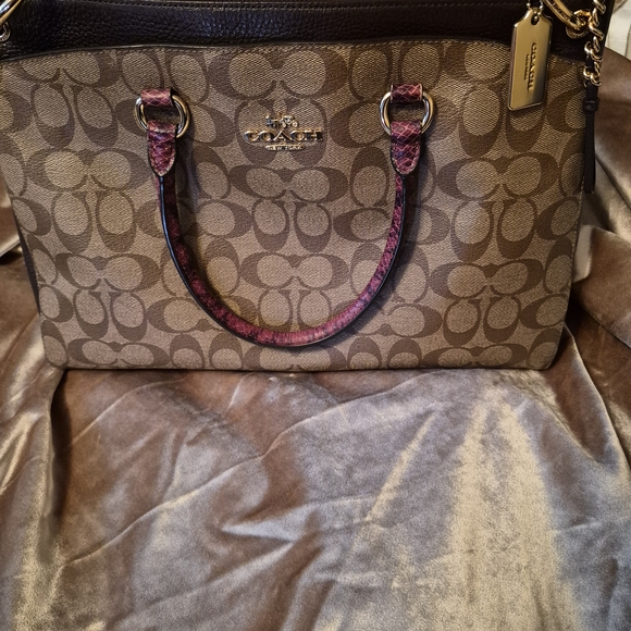 Coach Mia Satchel in signature canvas with python-embossed leather trim Strap - Picture 10 of 11